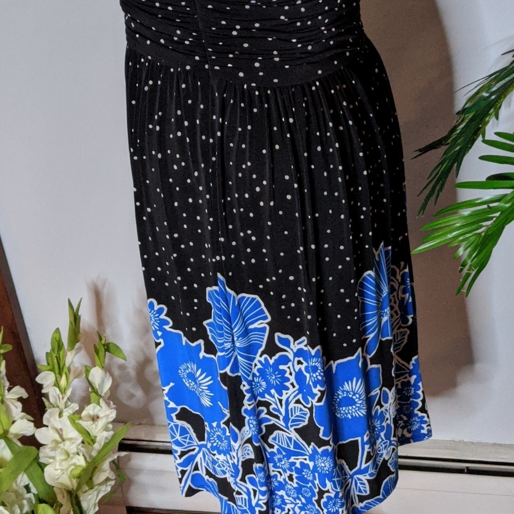 Evan Picone Black and Blue Halter Dress - Picture 5 of 10